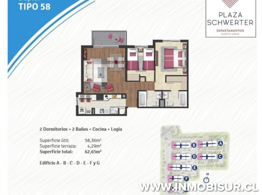 Venta en Puerto Varas | Departamento de 2 dormitorios en venta en Plaza Schwerter, Puerto Varas