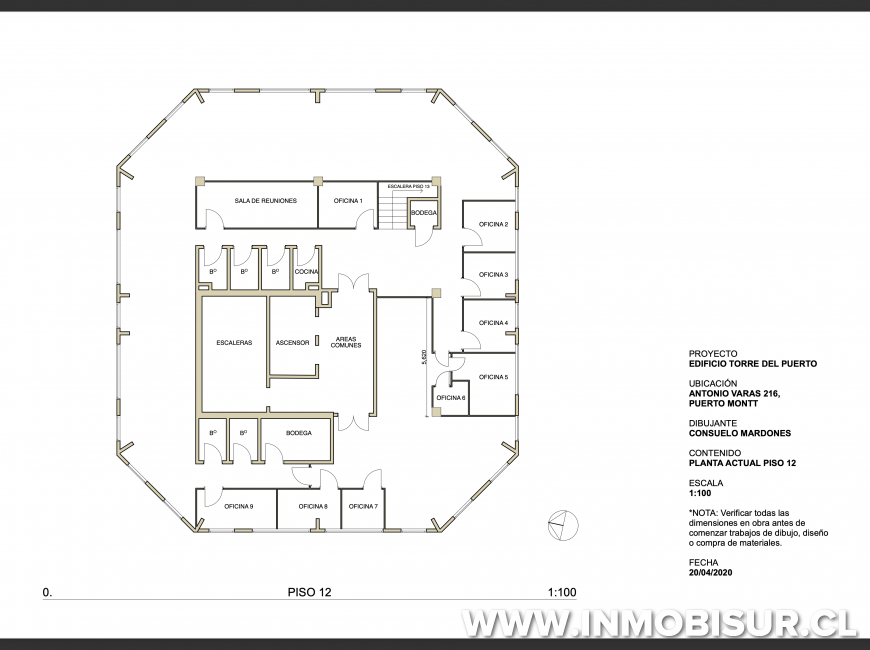 Arriendo en Puerto Montt | Oficina grande en arriendo Edificio Torre del Puerto piso 12 y 13